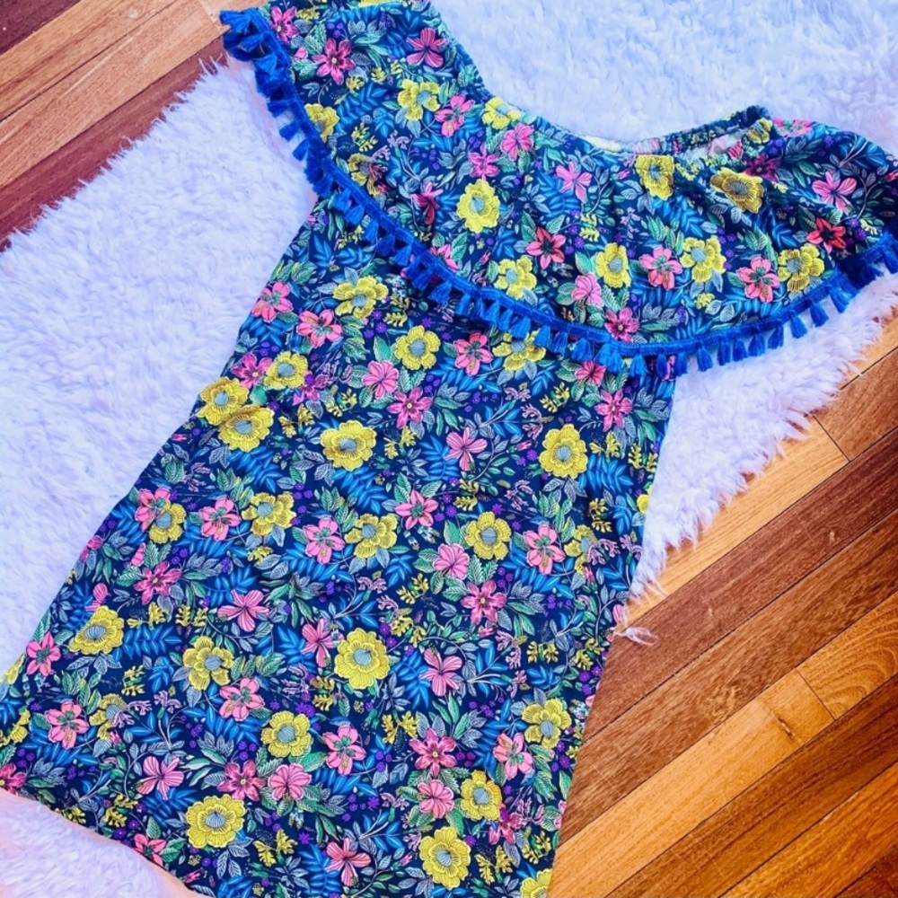 ⭐️ WESTPORT Off The Shoulder Floral Pom Bohemian Dress - Picture 2 of 4